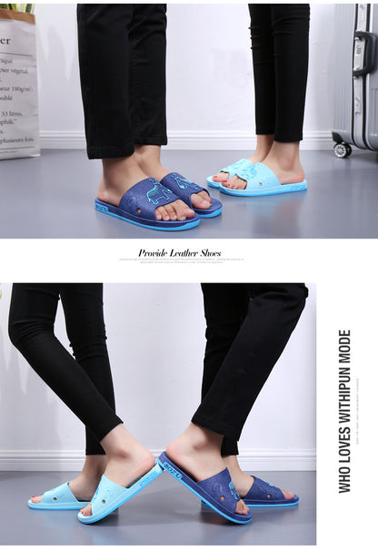 Summer Pvc Bathroom Slippers Home Cartoon Couple Slippers Indoor Cute Bath Non-Slip Sandals Women's Stall