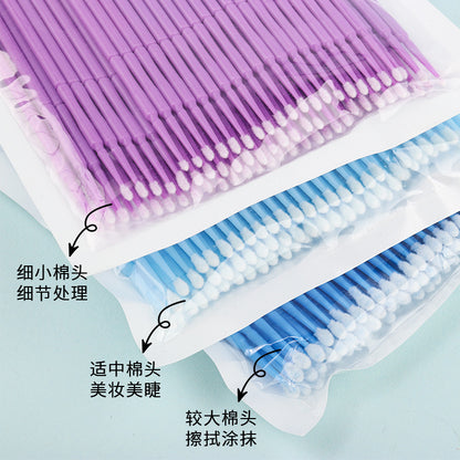 Wholesale Eyelash Extension Cotton Swabs, Disposable Small-Headed Eyelash Cleaning Cotton Sticks, Makeup Removal, Beauty Eyelash Micro Brushes