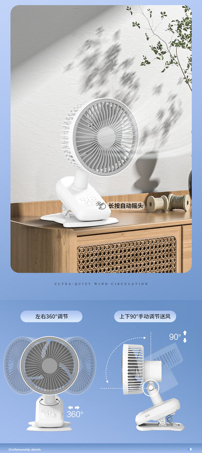 Factory wholesale New USB small fan adjustable speed timing office desktop fan dormitory clip fan one-piece delivery