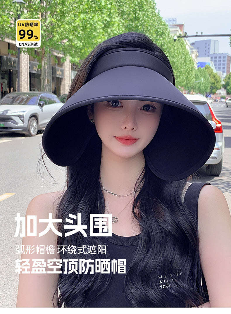 Upf50+ Large Brim Sun Hat for Women, Uv Protection, Open-Top Hat, Cycling Face-Covering Sun Hat, Breathable Ice Silk