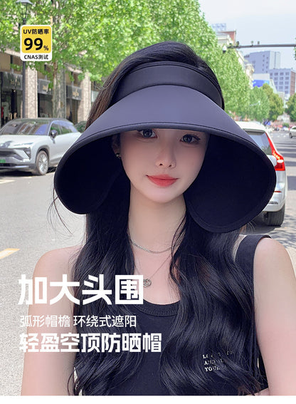 Upf50+ Large Brim Sun Hat for Women, Uv Protection, Open-Top Hat, Cycling Face-Covering Sun Hat, Breathable Ice Silk