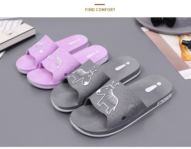 Summer Pvc Bathroom Slippers Home Cartoon Couple Slippers Indoor Cute Bath Non-Slip Sandals Women's Stall