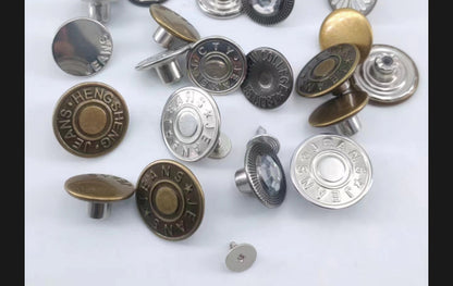 Wholesale In-Stock Waist-Cinching Button-Free Detachable Jeans Buttons, Eco-Friendly Buttons, Screw Metal I-Shaped Buckles