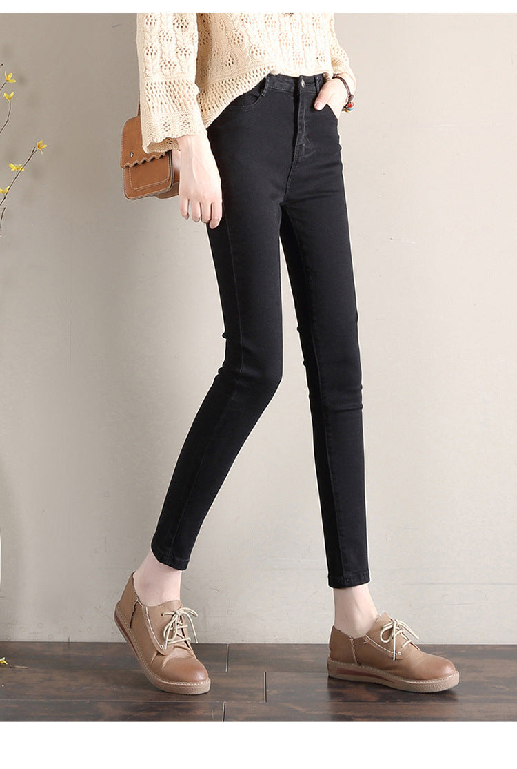 Dark Blue Jeans Women's 2023 New Summer High Waist Summer Thin Stretch Slim-Fit Small Feet Nine-point Tight