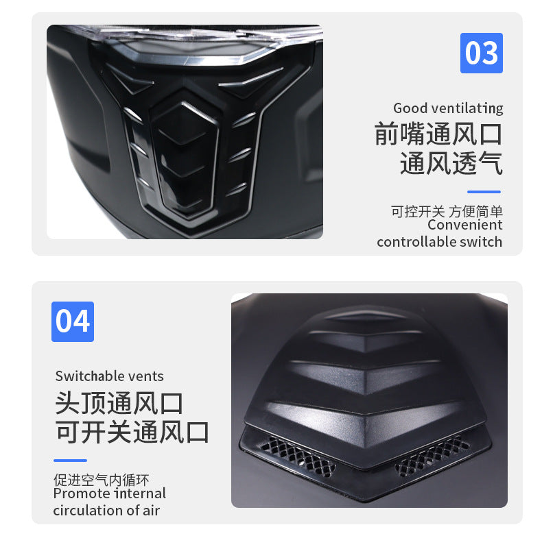 Orz3C Certified Motorcycle Helmet Men's and Women's Dual-Lens Full-Face Helmet Summer Personalized Tail Bluetooth Semi-Full Coverage