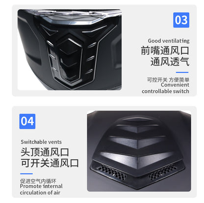 Orz3C Certified Motorcycle Helmet Men's and Women's Dual-Lens Full-Face Helmet Summer Personalized Tail Bluetooth Semi-Full Coverage