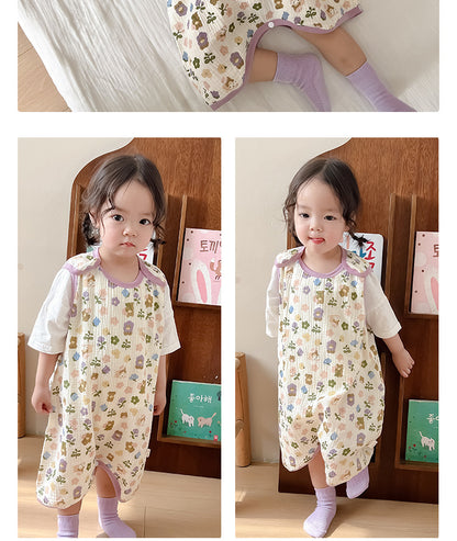 Baby Vest Sleeping Bag Summer Thin Gauze Pure Cotton Baby Kick-proof Sleeveless Children's Pajamas Air-conditioned Room Anti-cold
