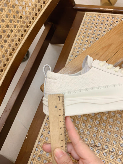 Genuine Leather Retro Sneakers for Women 2025 Spring & Fall New Niche High-Bottom Soft-Soled White Shoes Flats-Soled Sports and Casual Shoes
