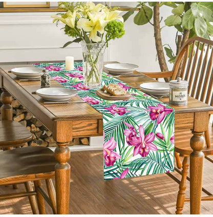 Cross-border New Orchid Table Flag Amazon Digital Printing Home Fabric Decorative Tablecloth Linen Tablecloth Cushion Tea Flag