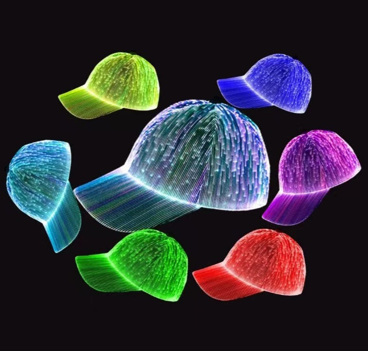 Cross-border charging LED fiber cap LED light knitted hat autumn and winter night running with light luminous hat