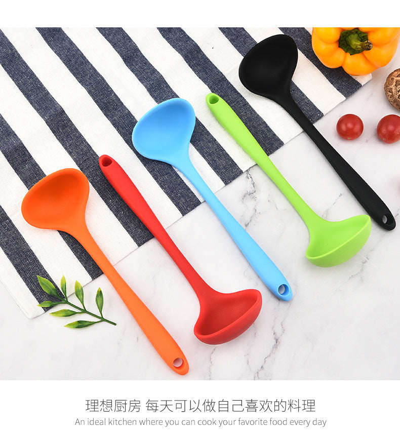 Silicone Mini Soup Spoon Kitchen Cooking Soup Spoon Children's Food Supplemented Soup Spoon Food Grade Material Silicone Soup Spoon 21cm