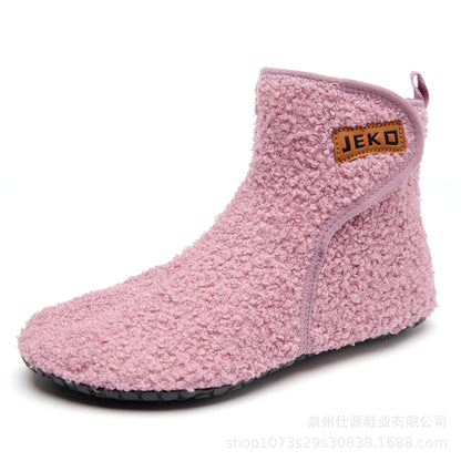 Cross-Border Large Size Shein Winter New Women's Velcro Home Indoor Non-Slip Warm Long Plush Snow Boots