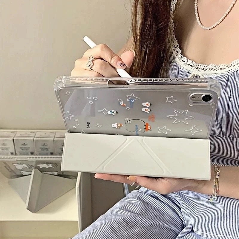 For iPad11 protective cover air7 shell transparent anti-bending pro Apple 11 inch new mini7 cartoon painting