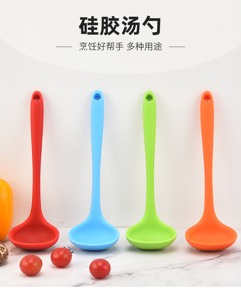 Silicone Mini Soup Spoon Kitchen Cooking Soup Spoon Children's Food Supplemented Soup Spoon Food Grade Material Silicone Soup Spoon 21cm