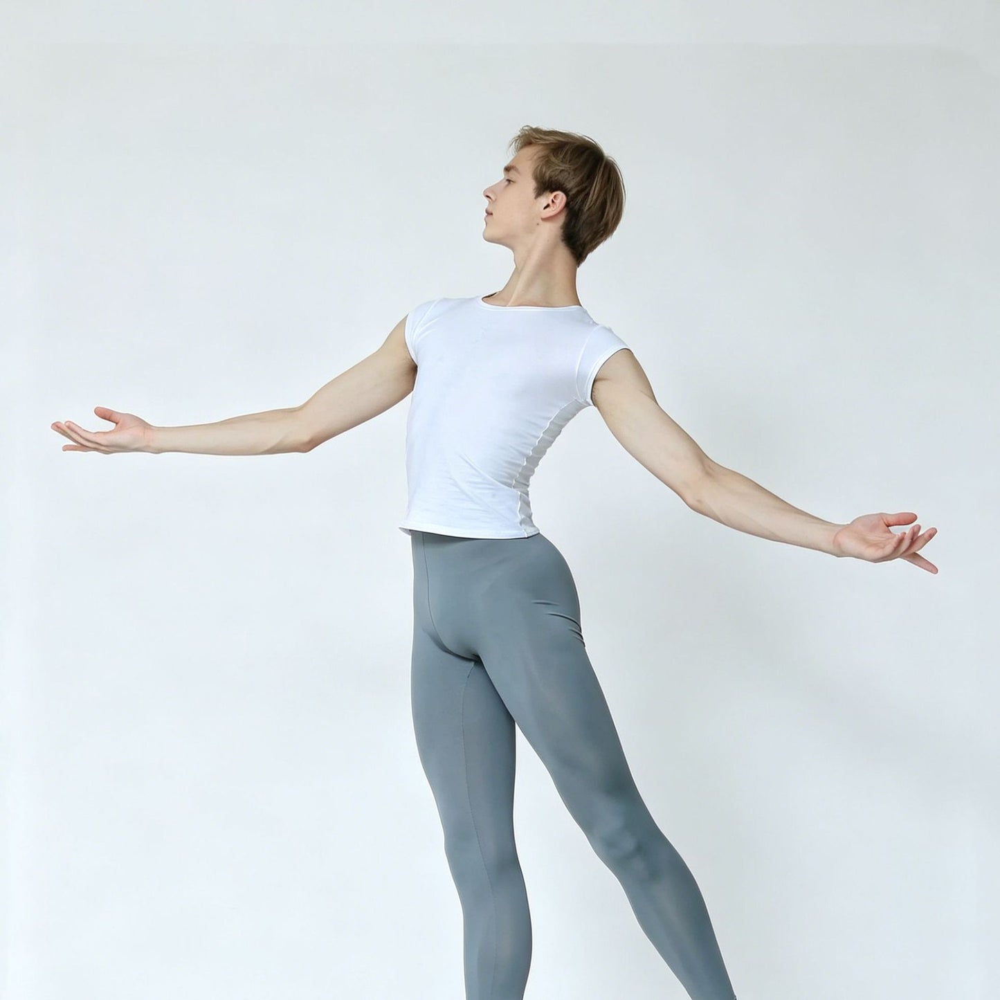 Men's Tight-Fitting Ballet Clothing, Nylon Slippery Top, Adult Modern Classical Dance Practice Clothing, Teacher's Body Suit