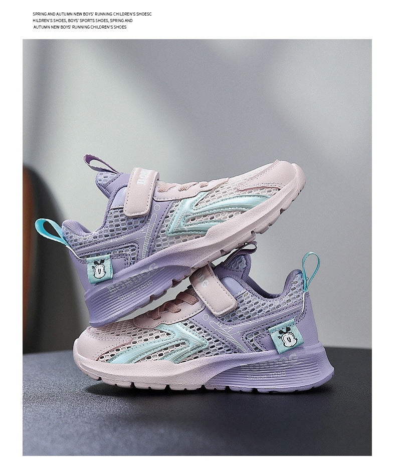 Babu bean children's shoes boys sneaker summer 2025 new hollow single mesh breathable mesh shoes big children's shoes