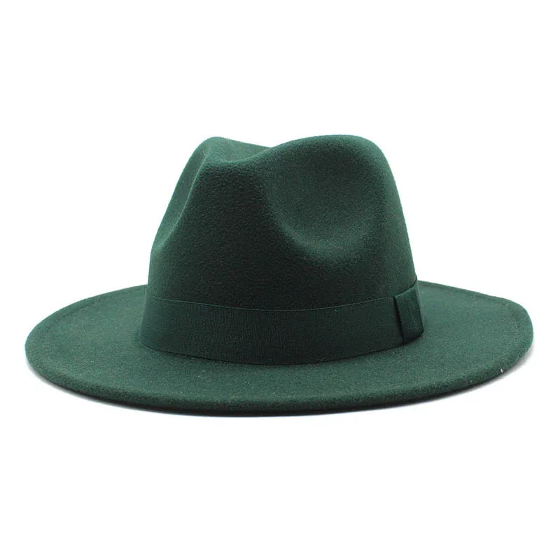 2023 New Hot Wide Brim Felt Fedora Hats With Bee Ribbon Autumn Winter Wedding Party Trilby Hat Men Gentleman Jazz Hats 56-58CM