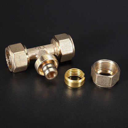 1216 Aluminum plastic pipe copper joint 4 points directly bent through tee four points copper pipe fittings solar water heater accessories