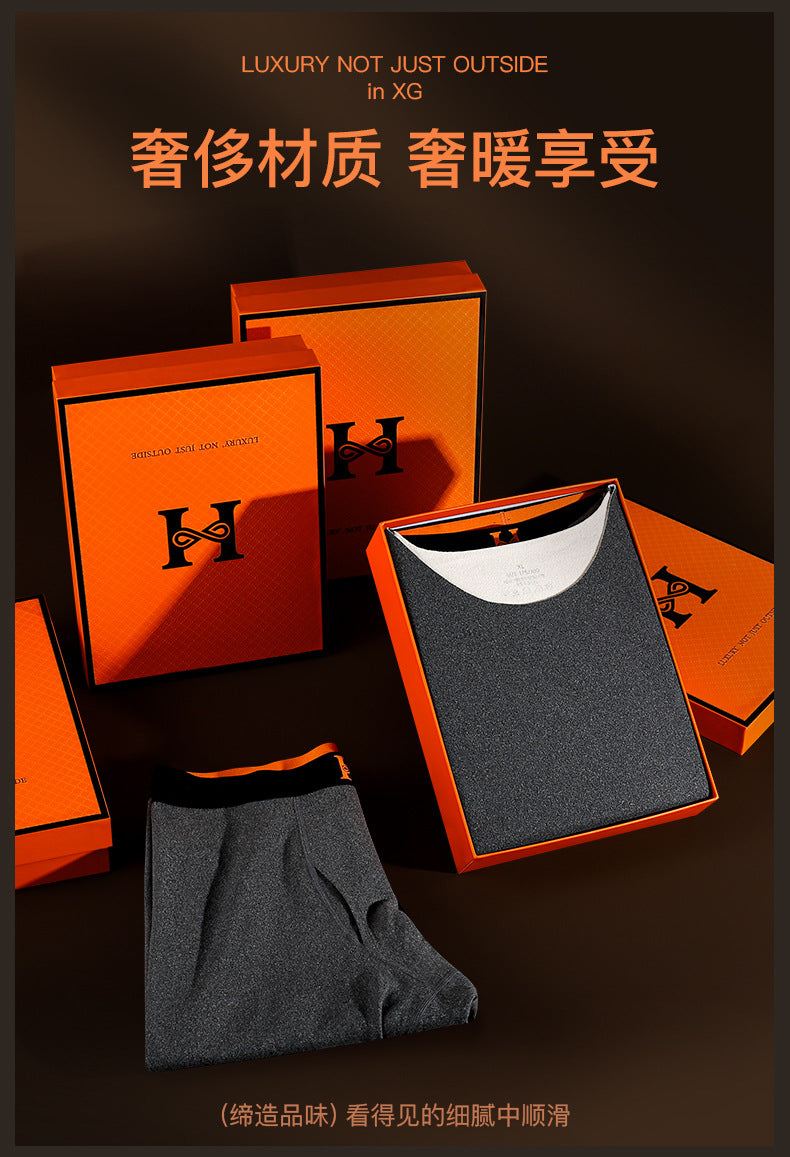 Fashion brand H seamless thermal underwear men's suit de AB surface double-sided velvet brushed men's autumn clothes long pants women's wholesale