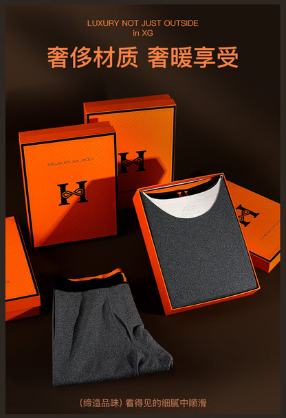 Fashion brand H seamless thermal underwear men's suit de AB surface double-sided velvet brushed men's autumn clothes long pants women's wholesale