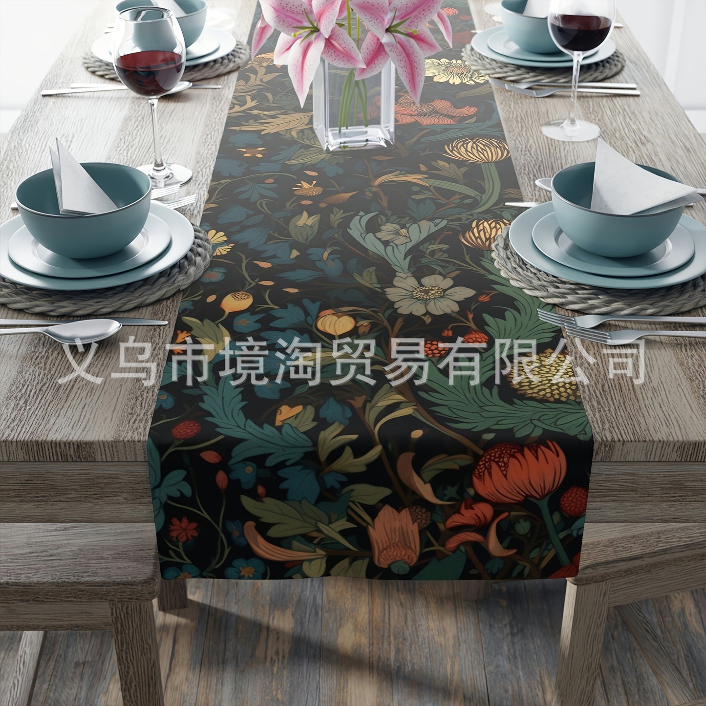 Linen Table Runner Pastoral Flower Lemon Summer Home Dining Table Outdoor Decoration Printed Tablecloth Table Runner