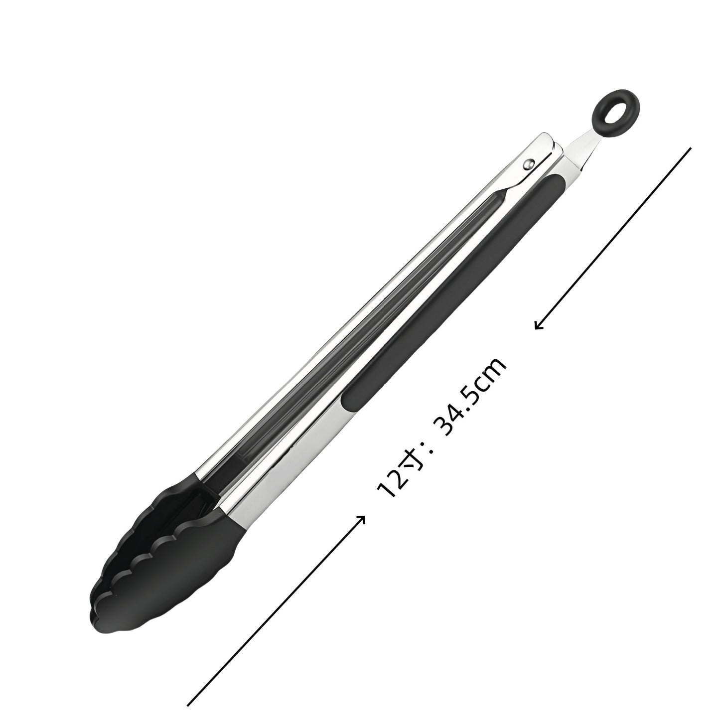 Cross-Border Black Silicone Clip High Temperature Resistant Kitchen Food Frying Stainless Steel Bread Clip Steak Clip Kitchen Food Clip