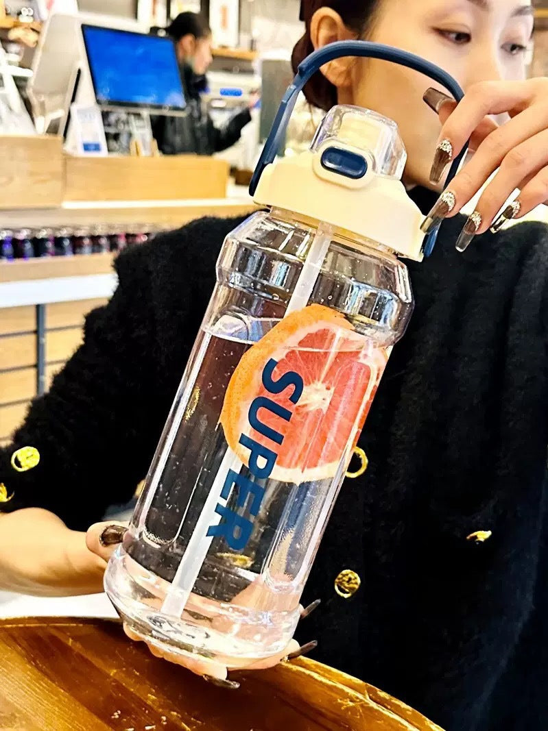 Large-Capacity Sports Water Cup Internet Celebrity Fitness High-Temperature-Resistant Plastic Cup Extra-Large Water Kettle Portable Straw Cup