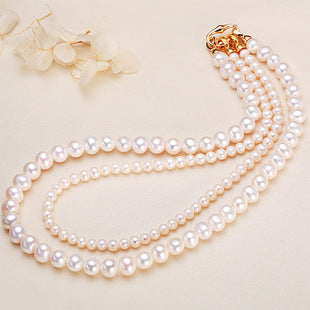 Zhuji jewelry wholesale round freshwater pearl necklace women send mother chain slightly defective real pearl necklace clavicle chain