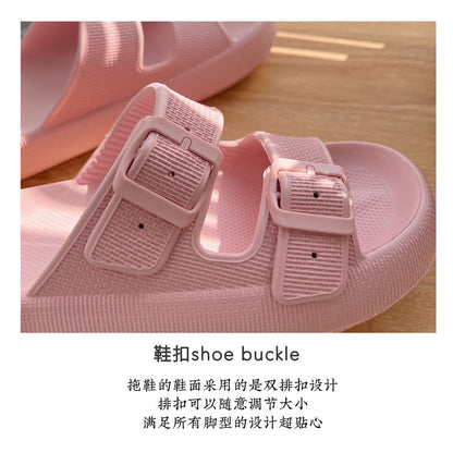 2026 New Thick-Soled Slippers, Wear-Resistant Double Buckle Eva Sandals, Couple's Summer Women's Outdoor and Indoor Slippers with a Soft Cushioning Feel