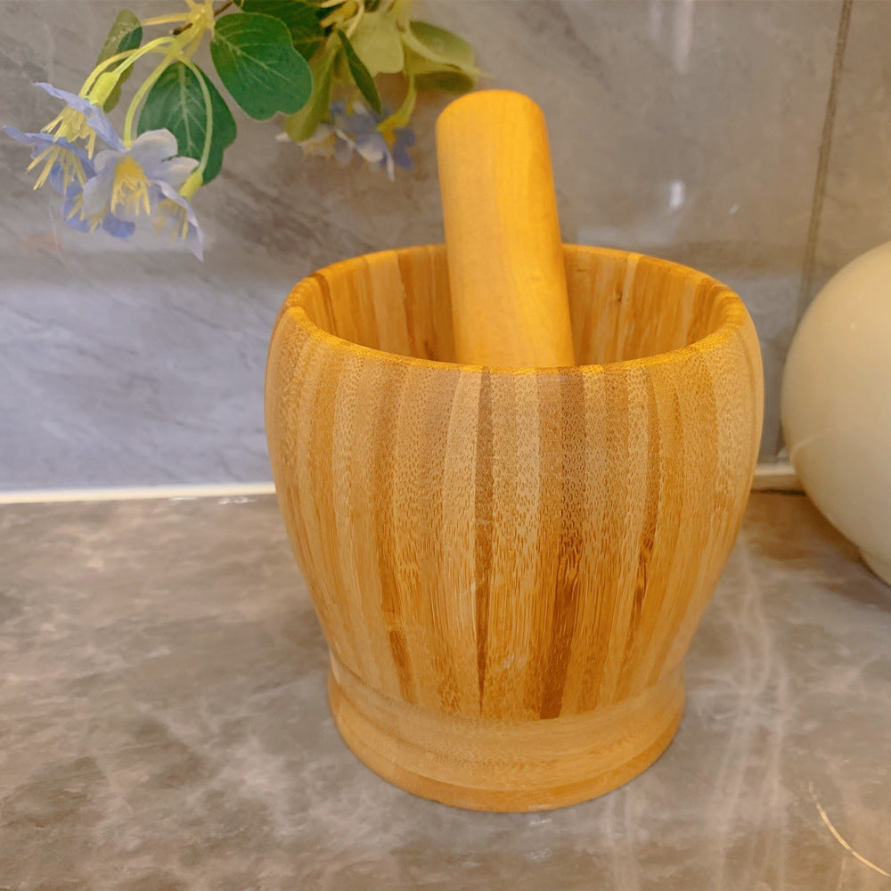 Garlic Mashing Pot Garlic Mashing Pot Mortar Mashing Garlic Mashing Pot Household Garlic Pot Mashing Pot Press Garlic Stick Spicy Bamboo and Wood