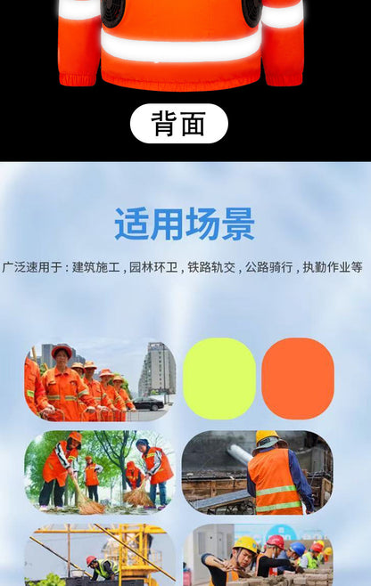 New Cooling Air-Conditioning Clothing, Reflective Long-Sleeved Work Clothes with Three Fans, Labor Protection Clothing, Outdoor Sun Protection Duty Clothing
