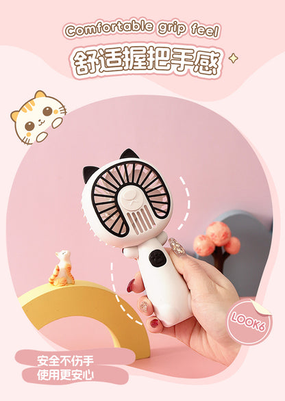 New cartoon mini fan summer outdoor portable USB rechargeable fan student dormitory desktop fan