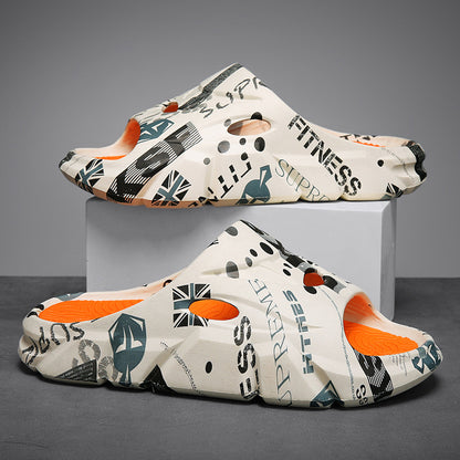 Coconut Slippers for Men to Wear Outside in Summer, Non-Slip Thick Soles for Stepping on Shit, Home Bathing, Men's Outdoor Sports Beach Sandals