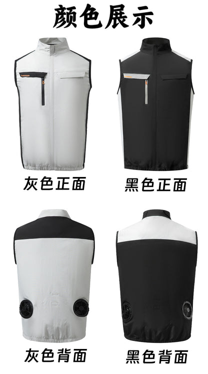 Cross-border Summer New Air Conditioning Clothing Hooded Tooling Short-sleeved Cooling Fan Clothing Outdoor Summer Prevention Work Clothes for Men