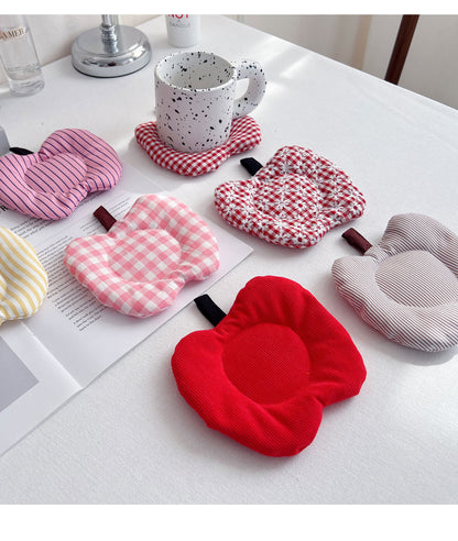 Meizuo Elements Korean-Style Ins-Style Apple Quilted Coasters Fabric Tea Coasters Cute Anti-Scalding Mats Factory Direct Sale