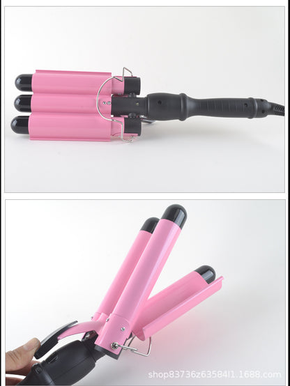 Hot sale three-tube curling iron three-rod curling iron water ripple hairdressing stick egg roll electric splint iron big wave
