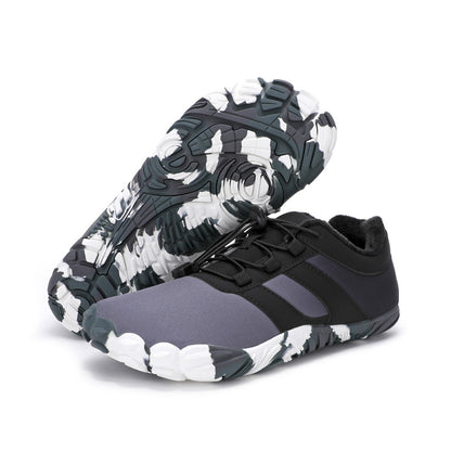 Outdoor Snow Boots, Home Cross-Border Winter New Style, Non-Slip Short Style, Fleece-Lined Warm Cotton Shoes, Thick-Soled Barefoot Five-Toe Shoes