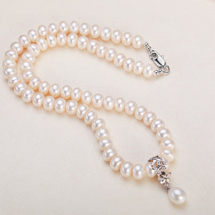 Zhuji jewelry wholesale round freshwater pearl necklace women send mother chain slightly defective real pearl necklace clavicle chain