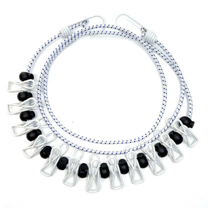 Creative Outdoor Elastic Windproof Clothesline with Positioning Buckle Korean Style Clothesline with Windproof Clip 12 Clips