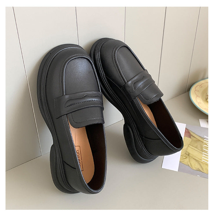 Thick-Soled Loafers British Style Slip-On White Shoes for Women 2025 New Versatile Toe-Toe Shoes Cross-Border Foreign Trade Women's Shoes