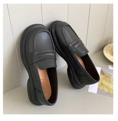 Thick-Soled Loafers British Style Slip-On White Shoes for Women 2025 New Versatile Toe-Toe Shoes Cross-Border Foreign Trade Women's Shoes