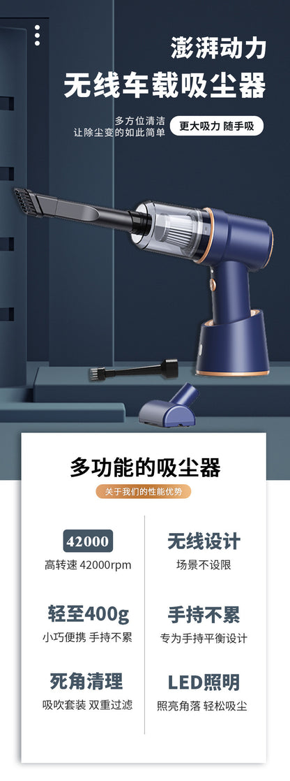 Car-Mounted Wireless Dust Blower Vacuum Cleaner, Portable Handheld Small High-Suction Car Vacuum Cleaner, All-In-One Blowing and Suction Machine for Cars