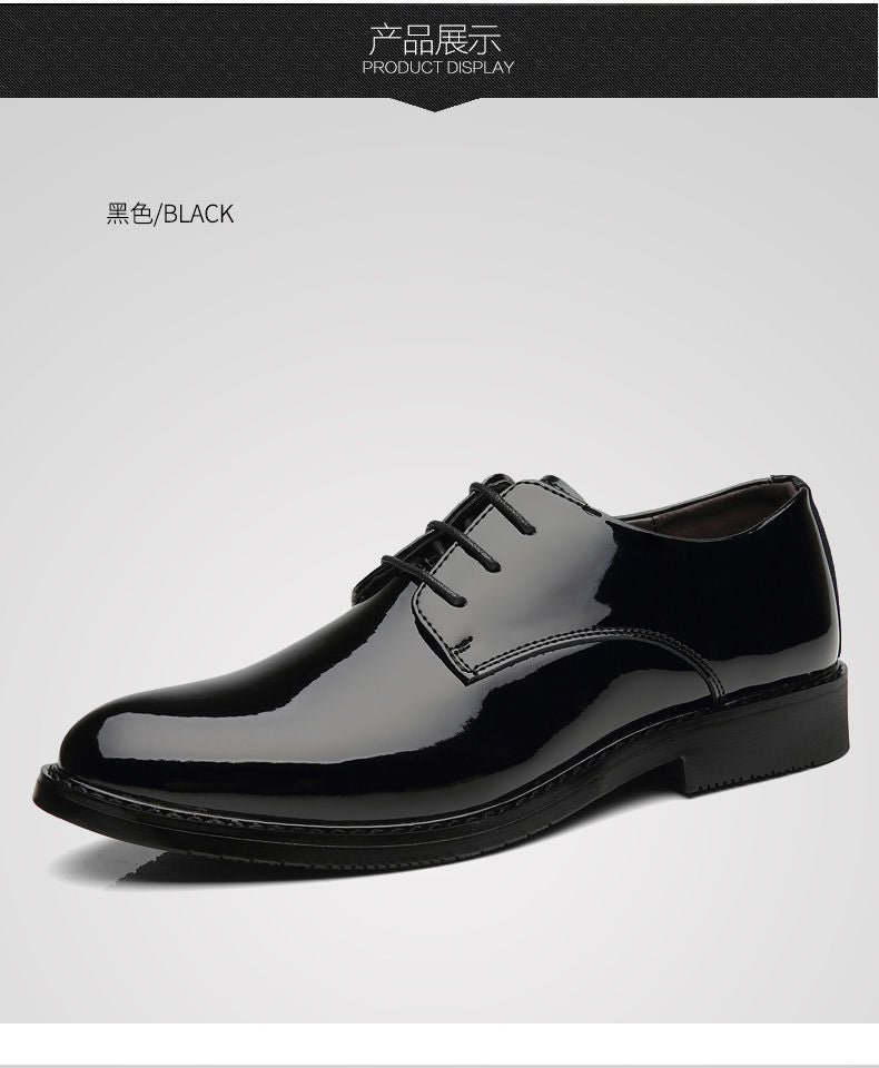 Men's Business Formal Wear Genuine Leather Black Patent Leather Shoes Men's Trendy Shoes for Work Spring and Autumn Korean Style British Pointed Toe Men's Shoes
