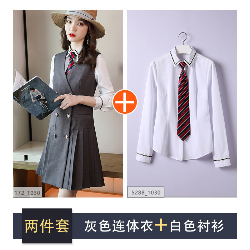 【Fashionable Pleated Skirt】Blue Dress for Women Autumn 2026 New Style Unique Design Korean Version Suspender Dress