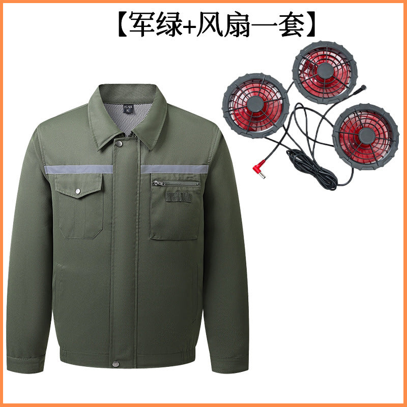 Summer Air Conditioning Clothing Clothes with Three Fans Heatstroke Prevention and Cooling Work Clothing for Men's Construction Site Heatstroke Prevention and Refrigeration Labor Protection Clothing