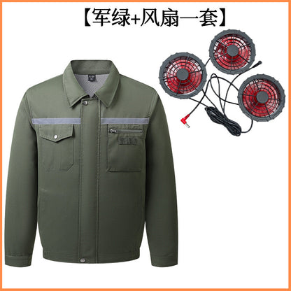 Summer Air Conditioning Clothing Clothes with Three Fans Heatstroke Prevention and Cooling Work Clothing for Men's Construction Site Heatstroke Prevention and Refrigeration Labor Protection Clothing