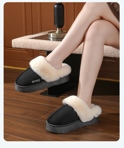 Couple's Cotton Slippers for Women, Thick-Soled, Warm, Non-Slip Home Slippers for Men, Autumn and Winter Indoor Non-Slip Soft-Soled Maternity Shoes