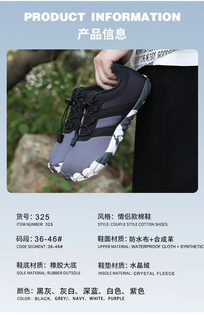 Outdoor Snow Boots, Home Cross-Border Winter New Style, Non-Slip Short Style, Fleece-Lined Warm Cotton Shoes, Thick-Soled Barefoot Five-Toe Shoes