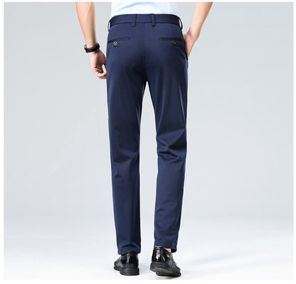 Wholesale casual pants men's four-sided elastic fabric summer ice silk pants trousers trousers high waist breathable iron-free formal trousers