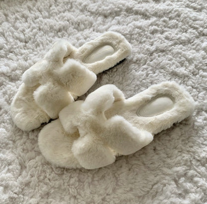 Exquisite! Gentle Old Money Style Furry Shoes, Lightweight Furry Slippers for Outdoor Wear, Autumn and Winter French-Style Non-Slip Plush Cotton Slippers